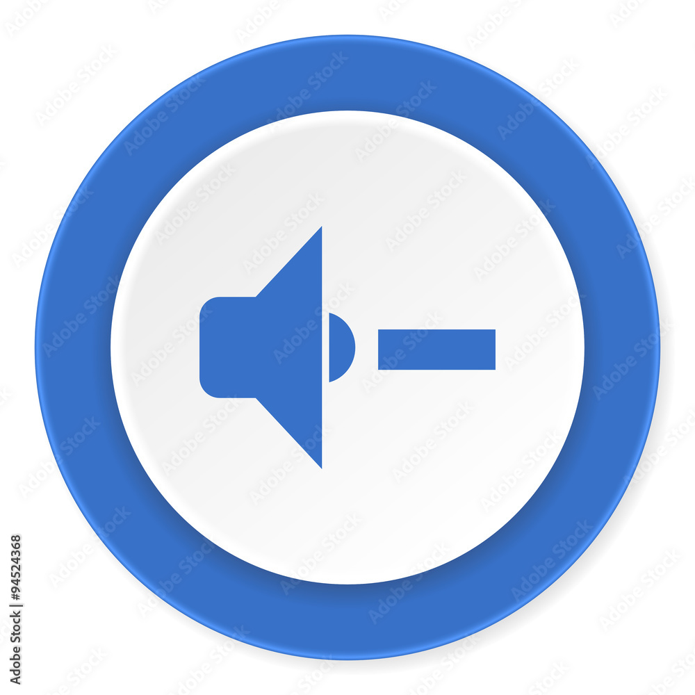 speaker volume blue circle 3d modern design flat icon on white background speaker volume blue circle 3d modern design flat icon on white background