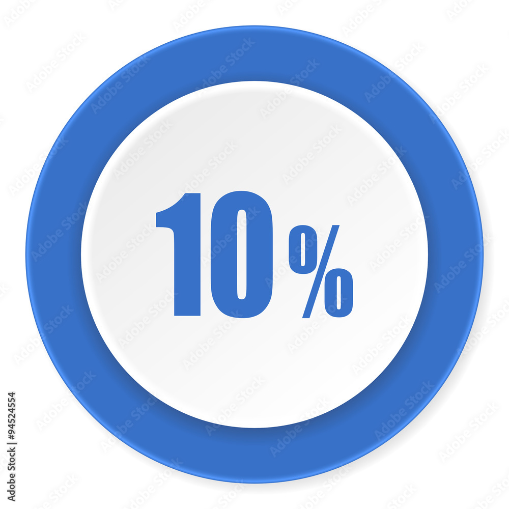 10 percent blue circle 3d modern design flat icon on white background 10 percent blue circle 3d modern design flat icon on white background