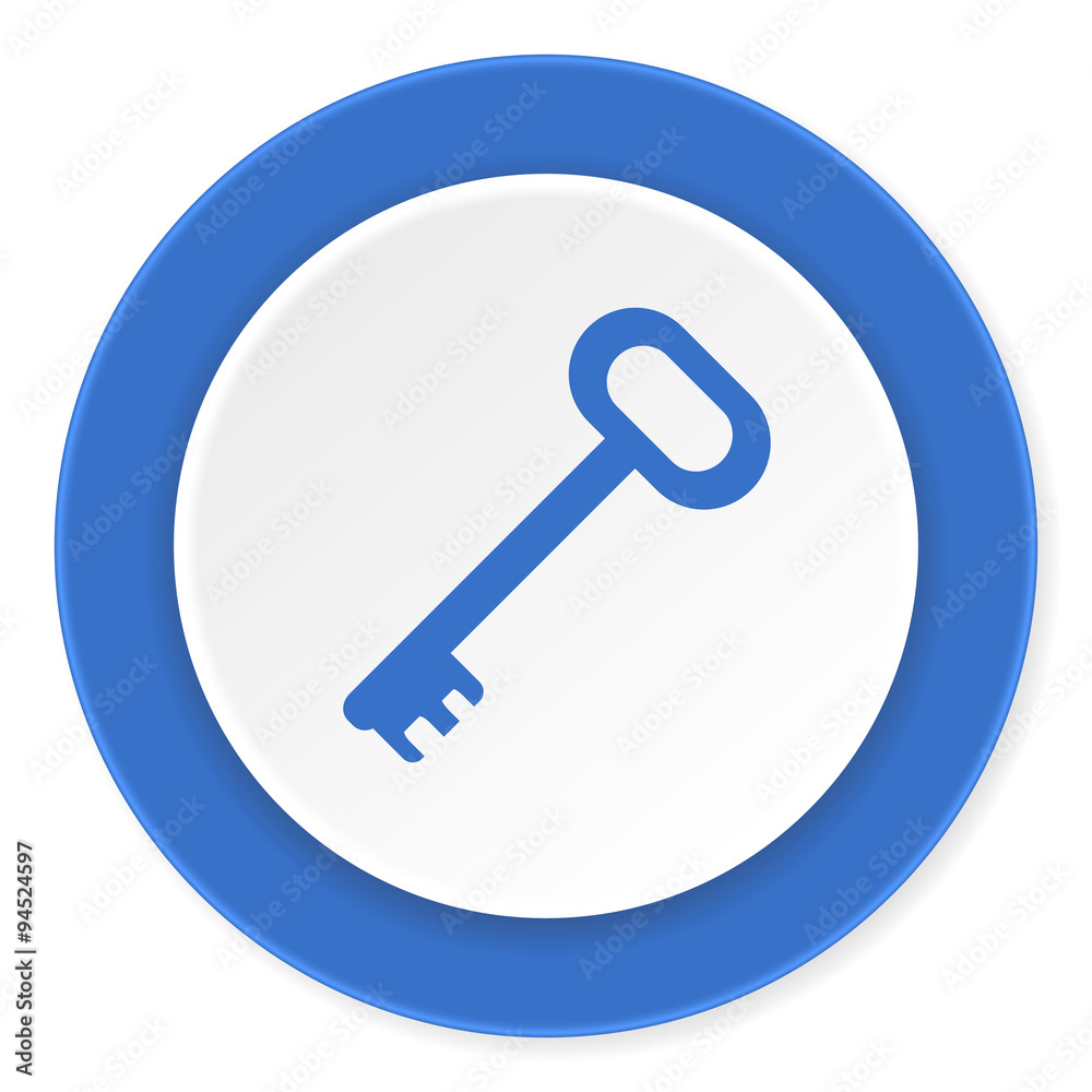 key blue circle 3d modern design flat icon on white background key blue circle 3d modern design flat icon on white background