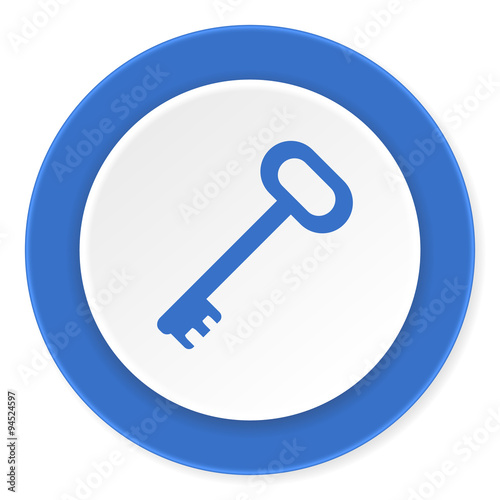 key blue circle 3d modern design flat icon on white background