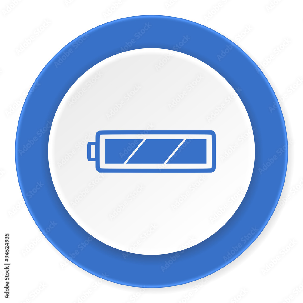 battery blue circle 3d modern design flat icon on white background battery blue circle 3d modern design flat icon on white background