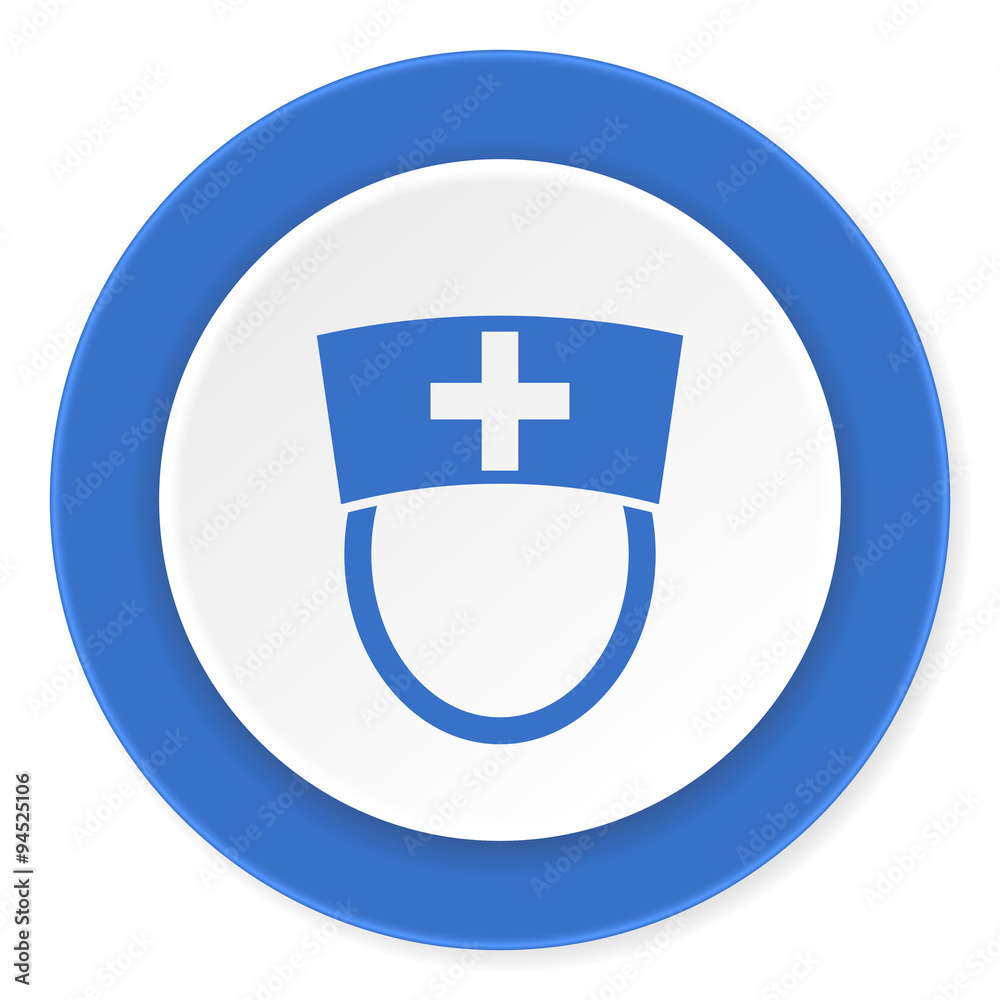 nurse blue circle 3d modern design flat icon on white background nurse blue circle 3d modern design flat icon on white background