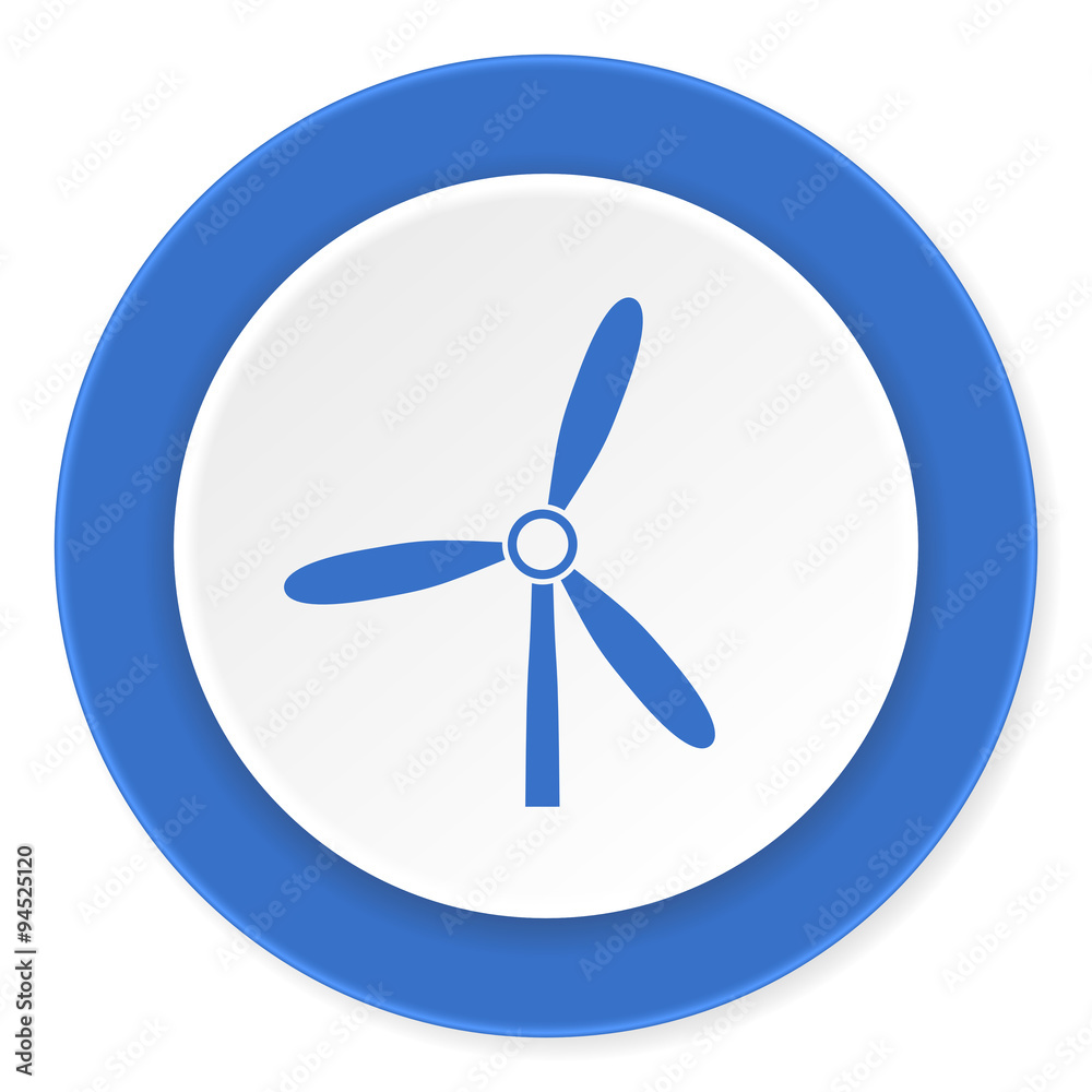 windmill blue circle 3d modern design flat icon on white background