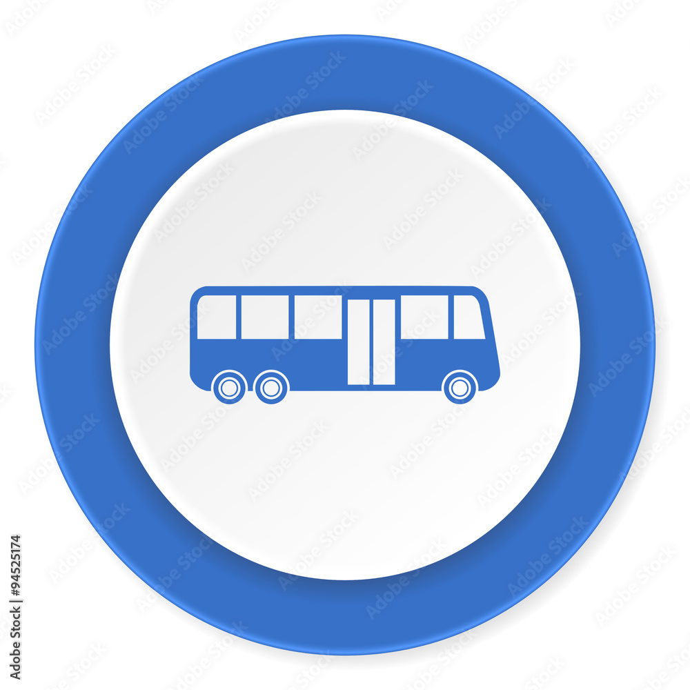 bus blue circle 3d modern design flat icon on white background bus blue circle 3d modern design flat icon on white background
