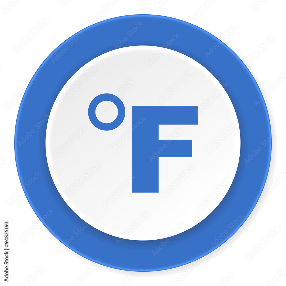 fahrenheit blue circle 3d modern design flat icon on white background fahrenheit blue circle 3d modern design flat icon on white background