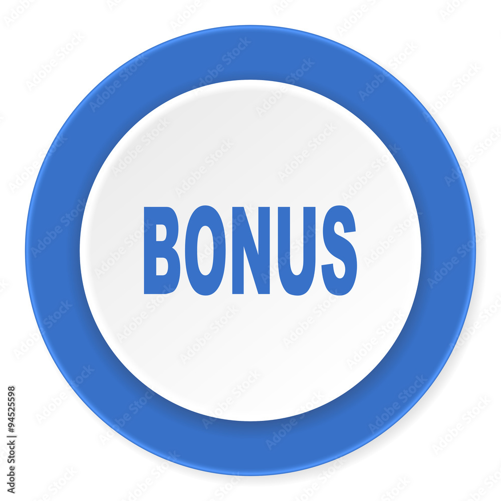 bonus blue circle 3d modern design flat icon on white background bonus blue circle 3d modern design flat icon on white background