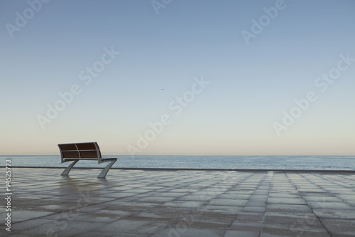 Lonely Bench by the Sea