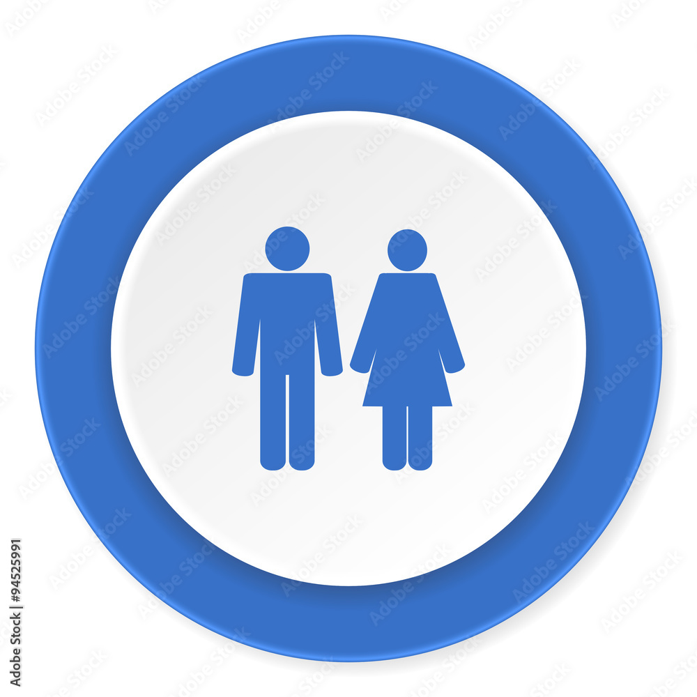 couple blue circle 3d modern design flat icon on white background couple blue circle 3d modern design flat icon on white background