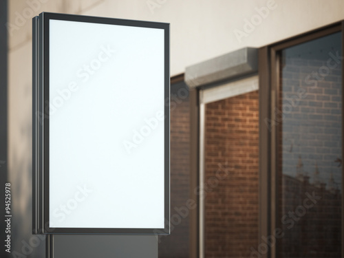 Black advertising stand on the street. 3d rendering