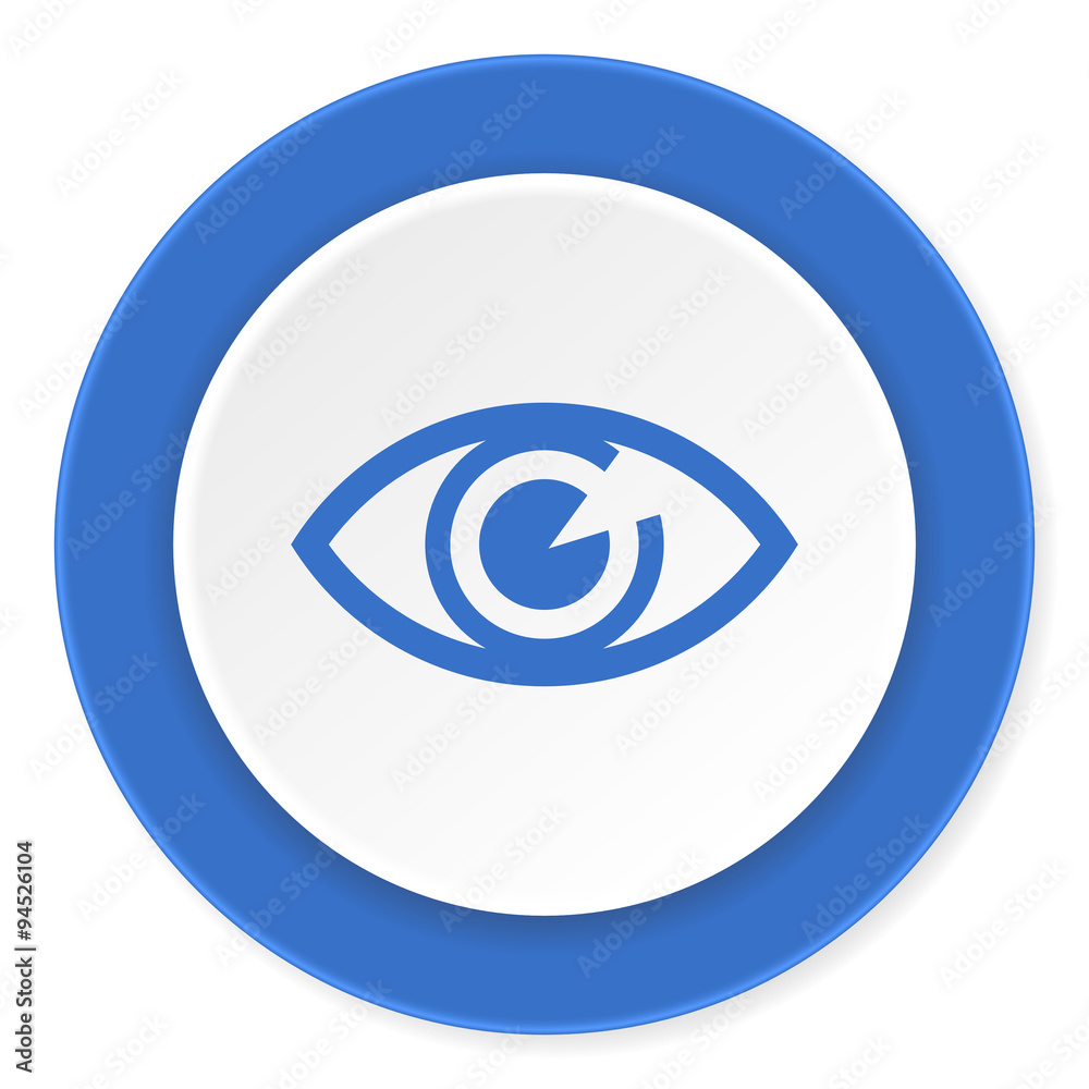 eye blue circle 3d modern design flat icon on white background eye blue circle 3d modern design flat icon on white background