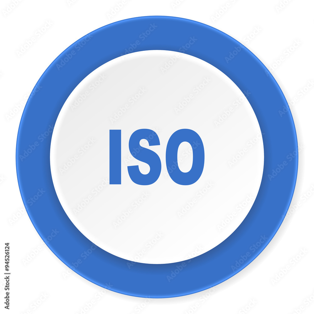 iso blue circle 3d modern design flat icon on white background iso blue circle 3d modern design flat icon on white background