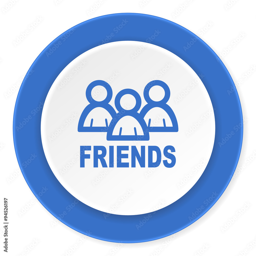 friends blue circle 3d modern design flat icon on white background friends blue circle 3d modern design flat icon on white background
