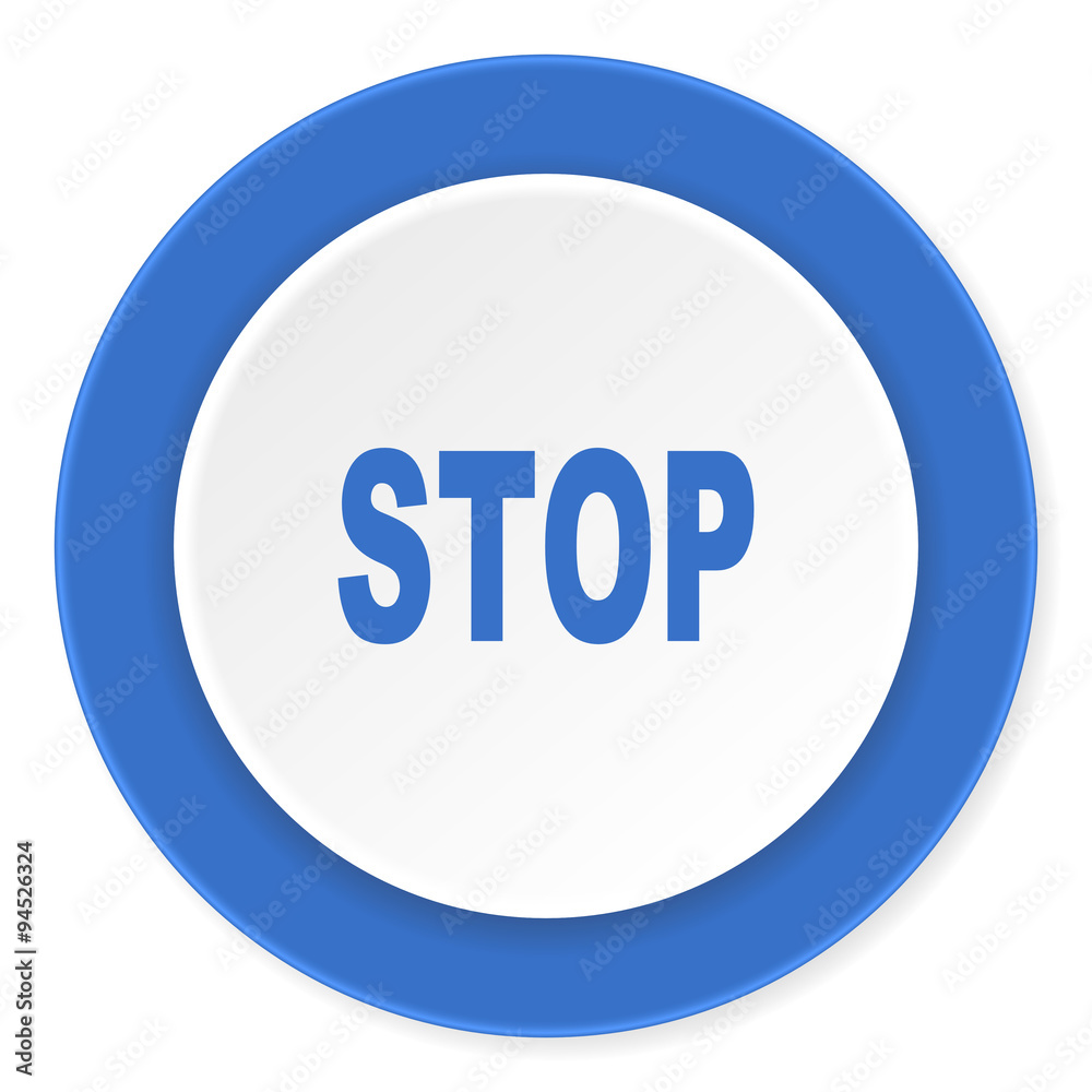 stop blue circle 3d modern design flat icon on white background stop blue circle 3d modern design flat icon on white background