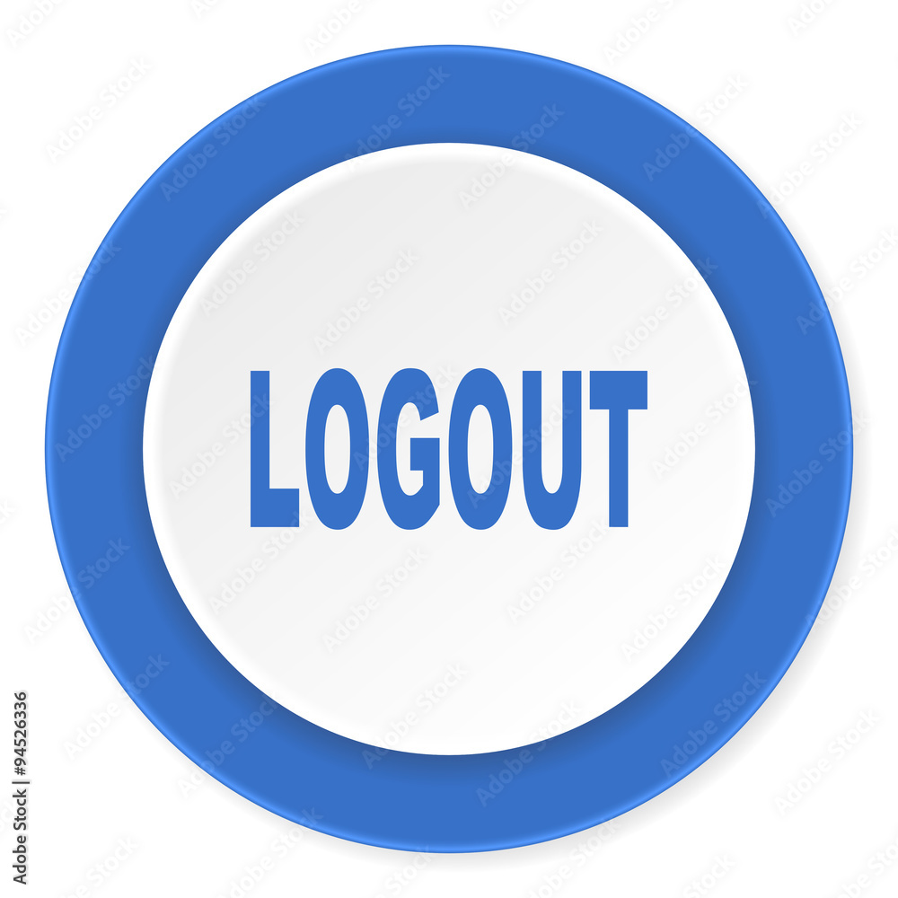 logout blue circle 3d modern design flat icon on white background logout blue circle 3d modern design flat icon on white background