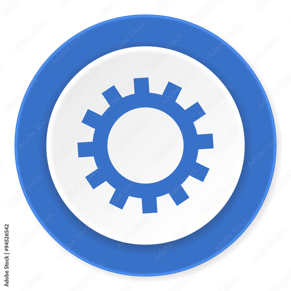 gear blue circle 3d modern design flat icon on white background gear blue circle 3d modern design flat icon on white background