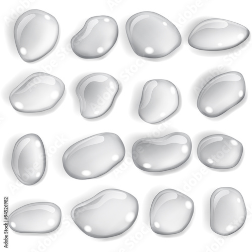 Transparent gray drops. Transparency only in vector format