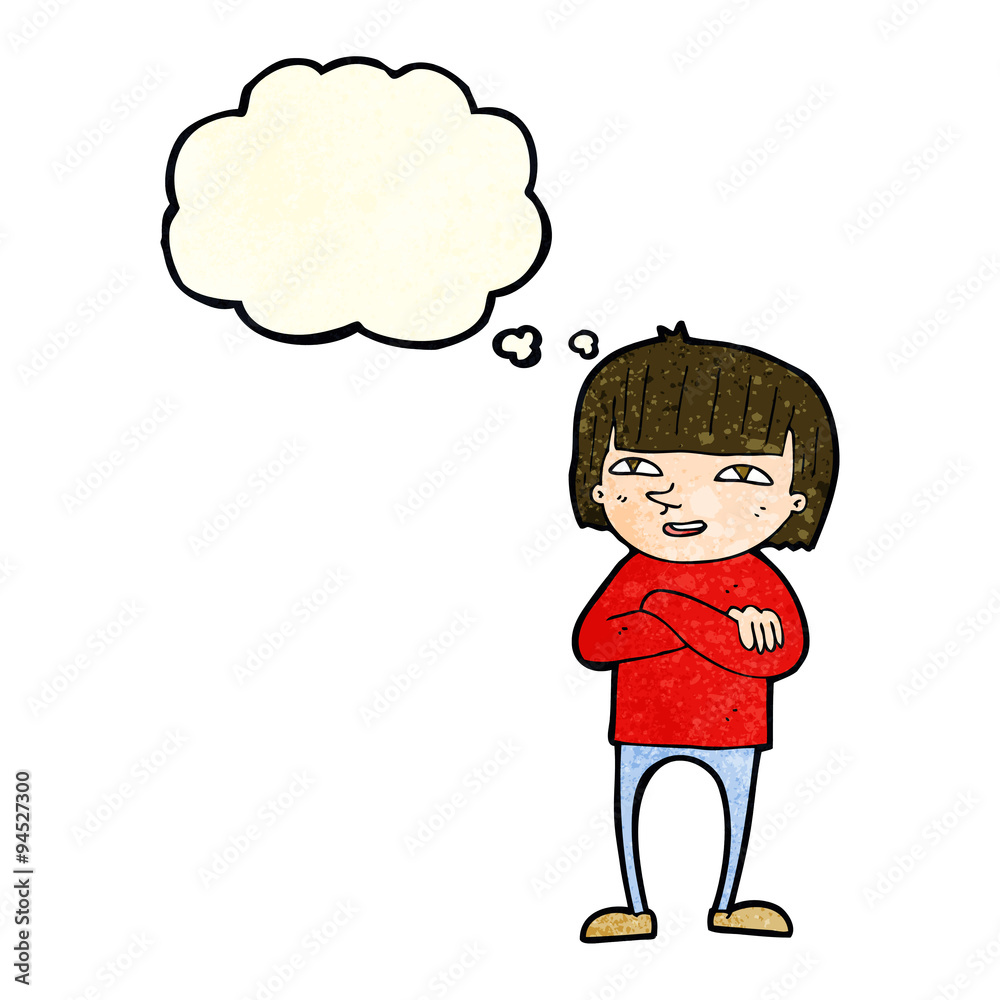 cartoon happy person with thought bubble cartoon happy person with thought bubble