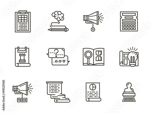 SMM flat line icons collection