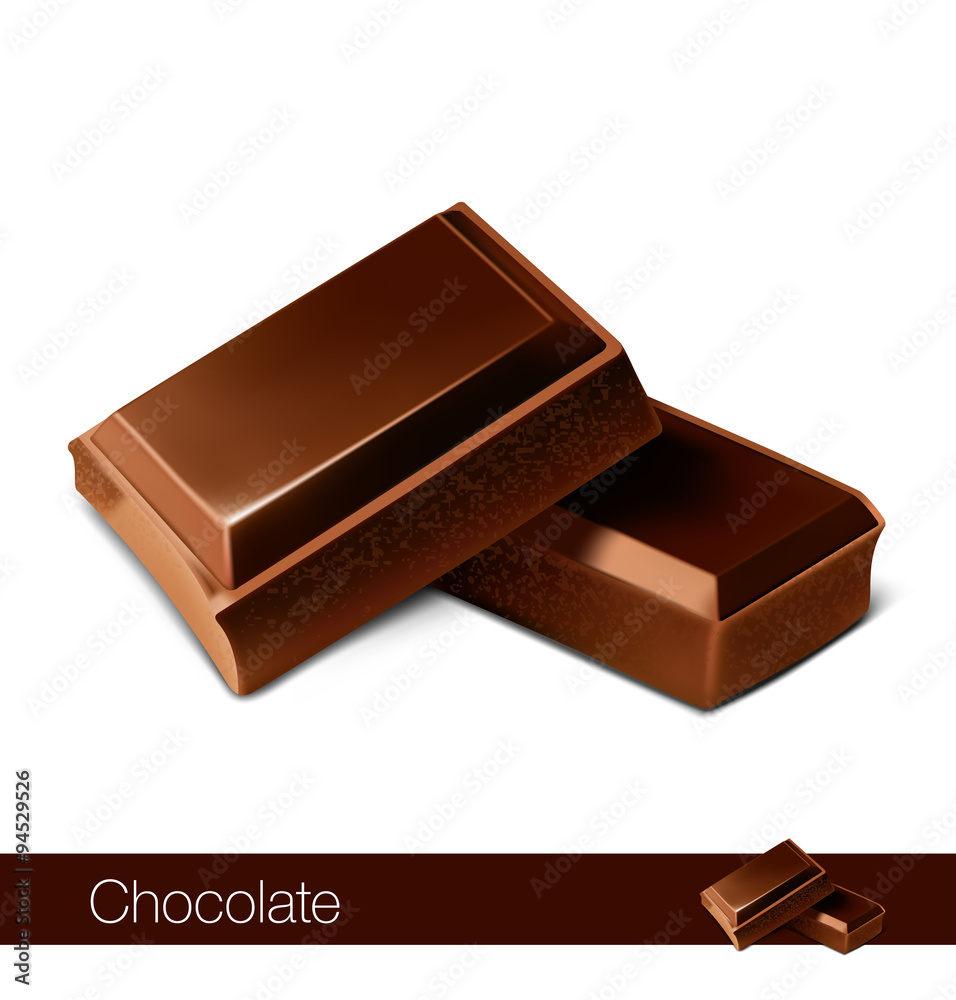 Two bars of chocolate isolated on white background. Two bars of chocolate isolated on white background.