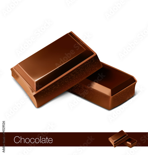 Two bars of chocolate isolated on white background.