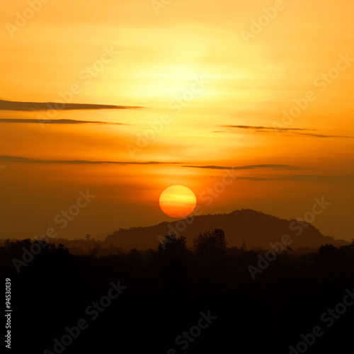 beautiful sunrise over  mountains  Thailand