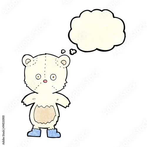 cartoon polar bear cub with thought bubble