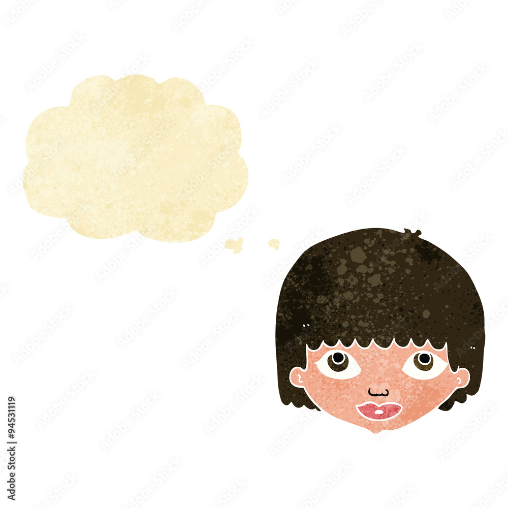 cartoon female face with thought bubble cartoon female face with thought bubble