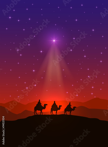 Christmas star and three wise men