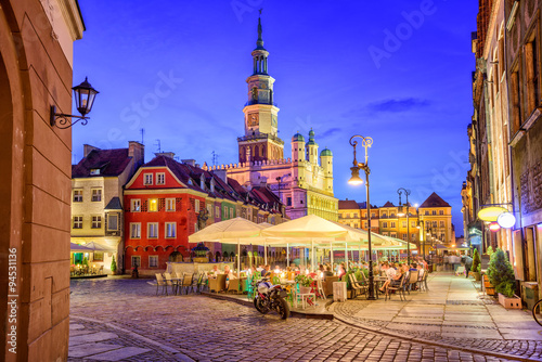 Main square of the old town of Poznan, Poland on a summer day ev photo