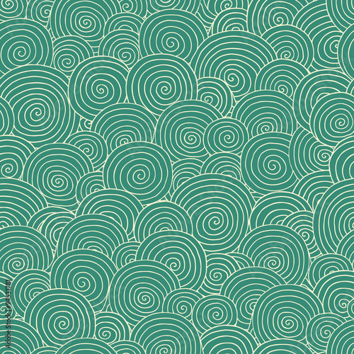 Abstract blue seamless pattern. Can be used for wallpaper, pattern fills, web page background,surface textures. Hand-drawn vector illustration with decorative circles.