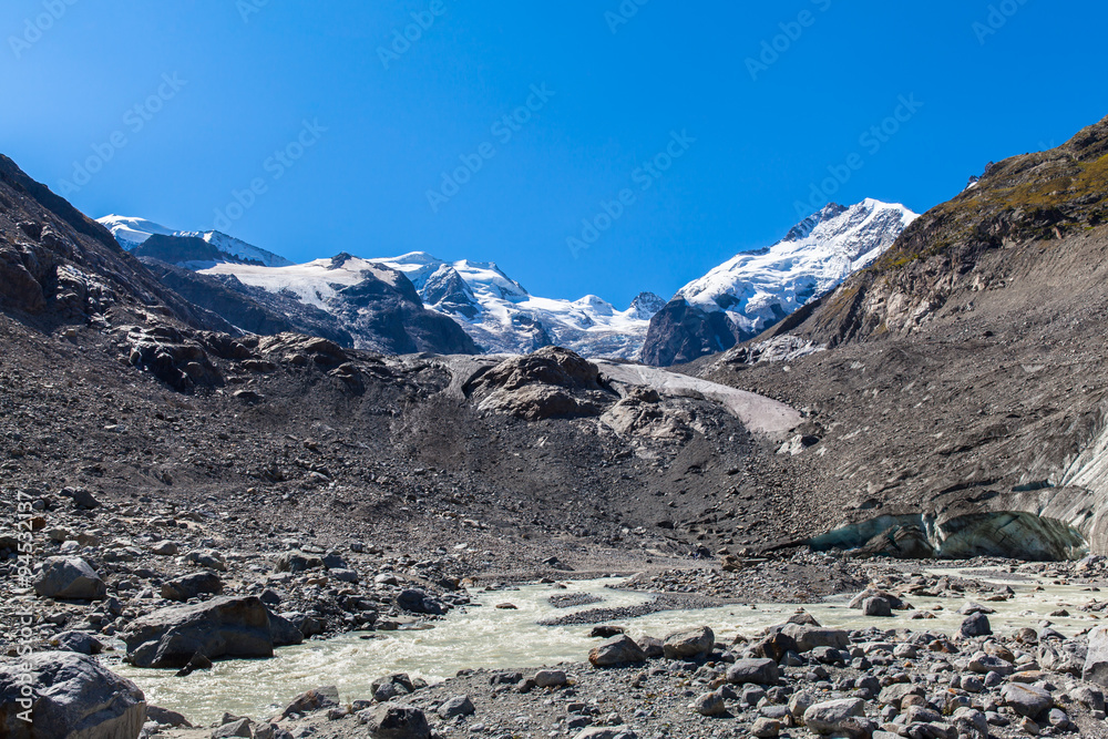Bernina massive and Morteratsch glacier
