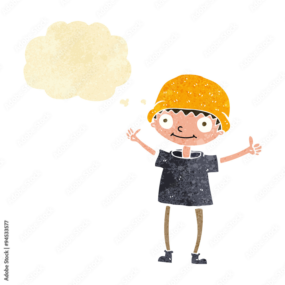 cartoon boy with positive attitude with thought bubble cartoon boy with positive attitude with thought bubble