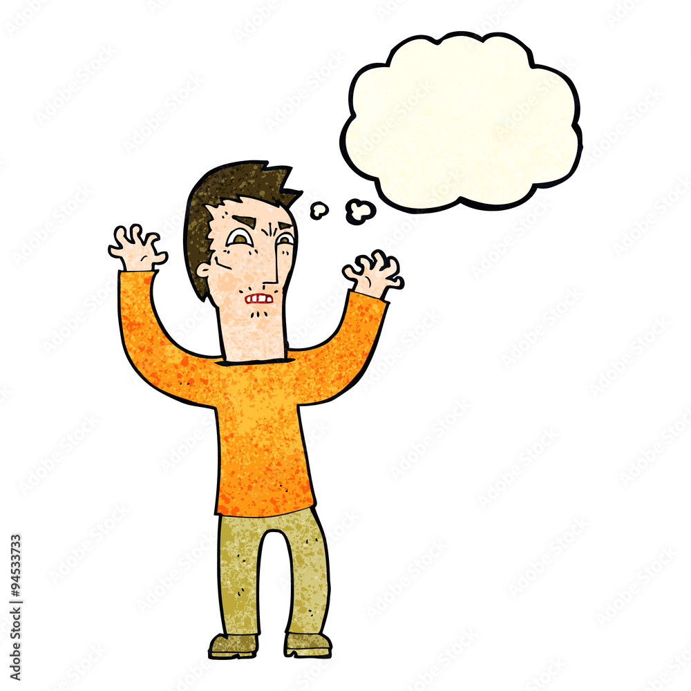 Fototapeta premium cartoon angry man with thought bubble