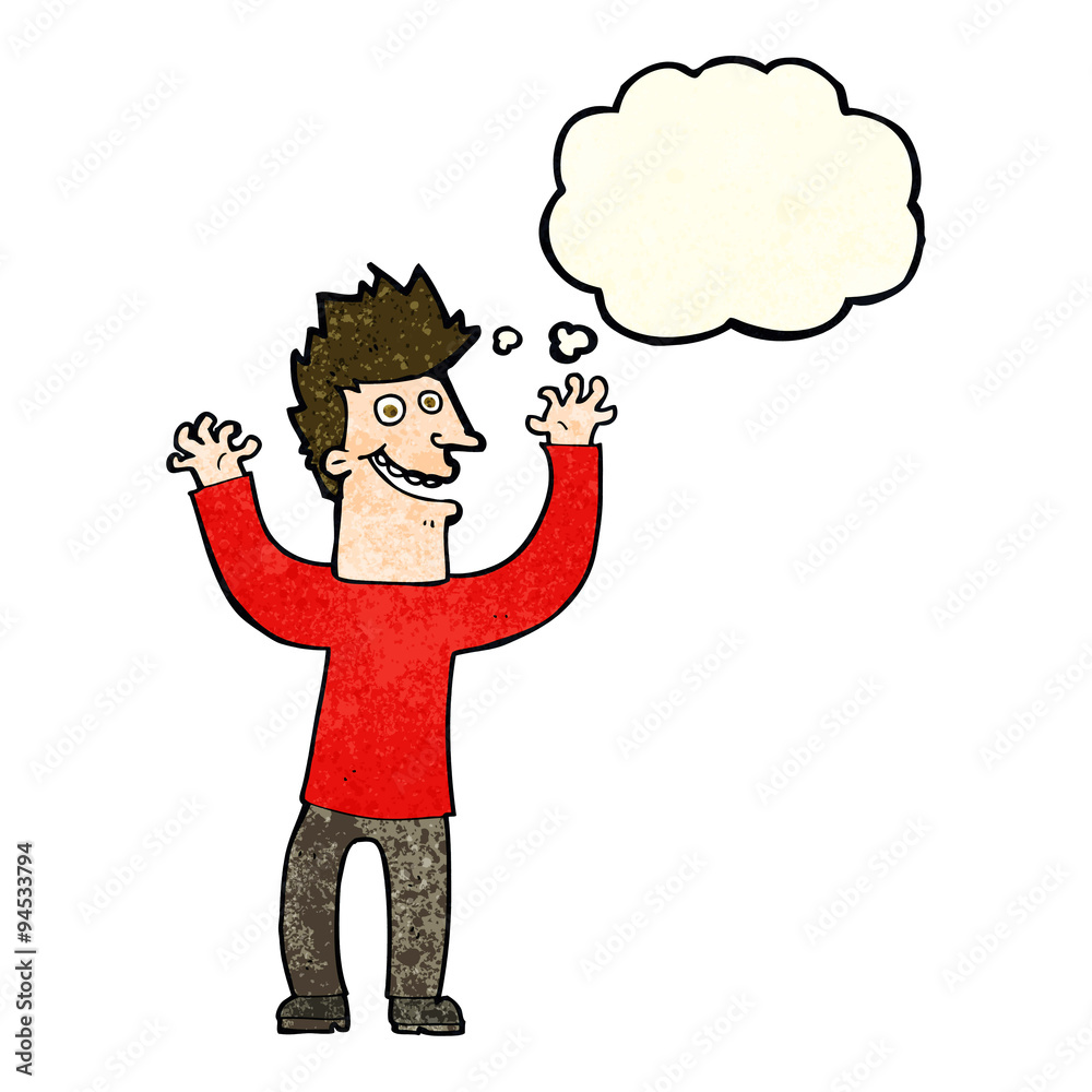 cartoon excited man with thought bubble cartoon excited man with thought bubble