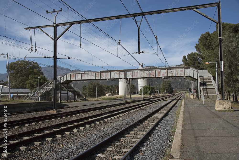 South African railways tracks at Gouda in the Swartland region north of Cape Town