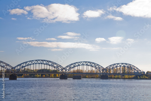 railway bridge over the river © booleen