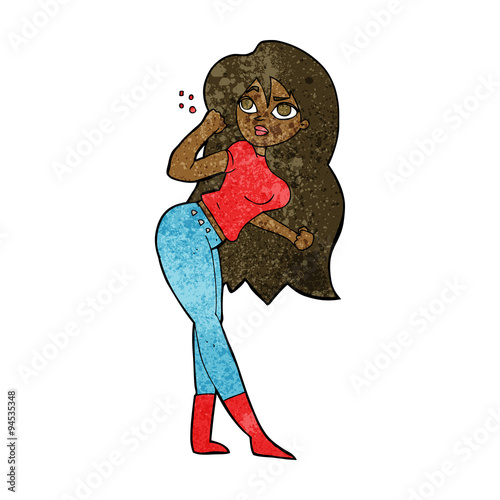 cartoon woman raising fist