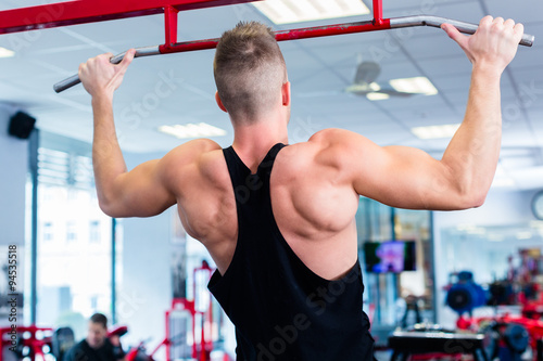 Man at back sport training in fitness gym