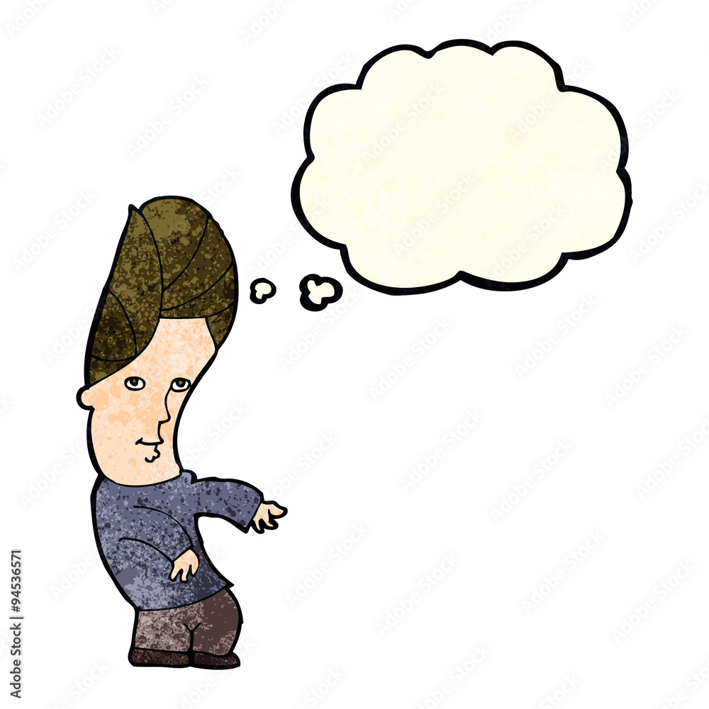 Fototapeta premium cartoon man with no worries with thought bubble