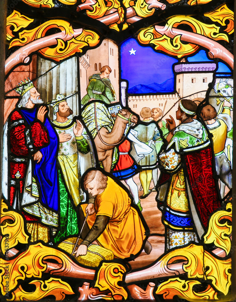 Stained Glass depicting the Three Kings in Tours Cathedral