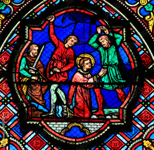 Stained glass window in Tours Cathedral