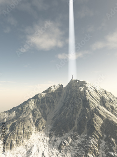 Mystic Ascending from the Mountain Top - Fantasy Illustration