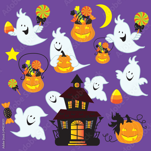 Cute halloween ghost vector illustration