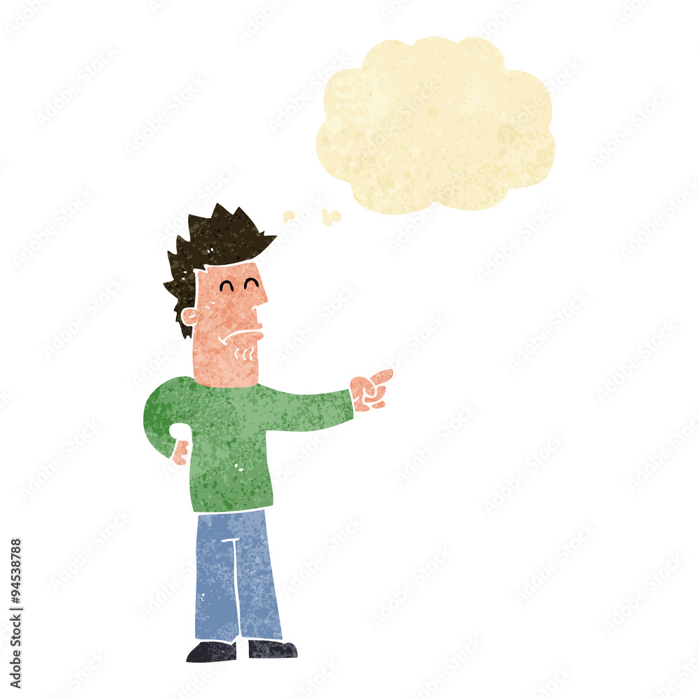 cartoon man pointing with thought bubble cartoon man pointing with thought bubble