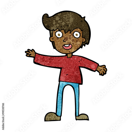 cartoon excited boy