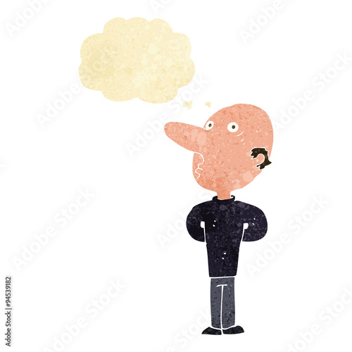 cartoon balding man with thought bubble