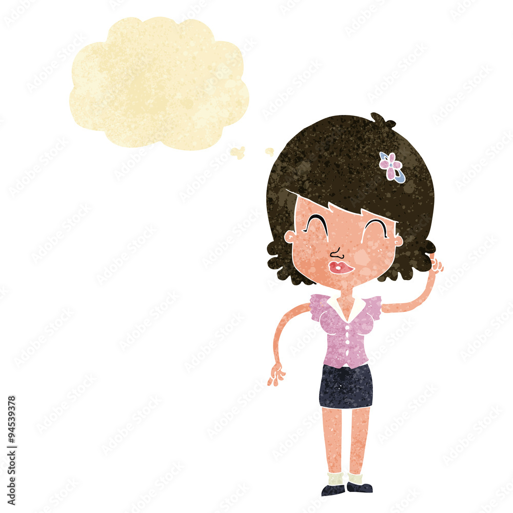 cartoon pretty woman with idea with thought bubble cartoon pretty woman with idea with thought bubble