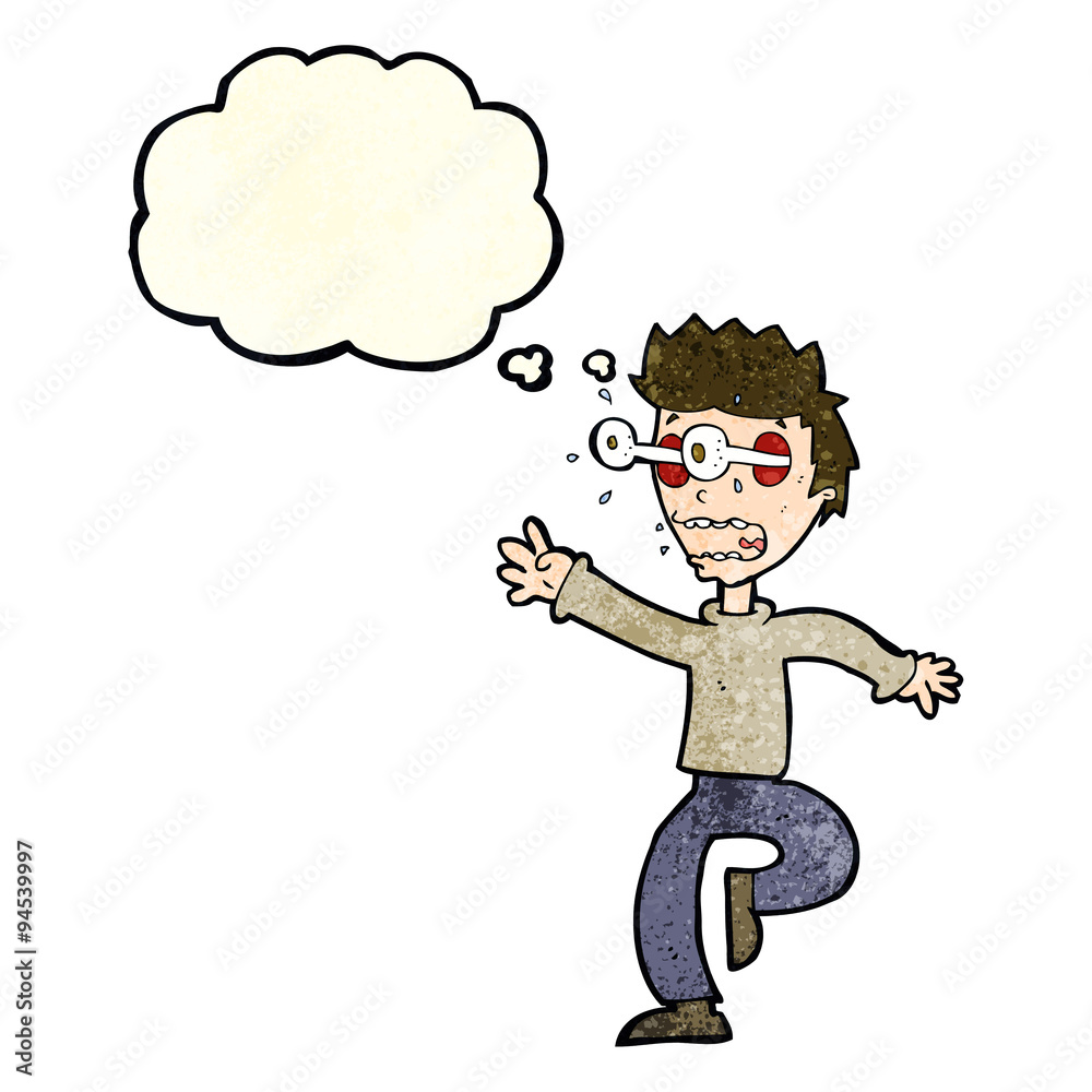 cartoon terrified man with eyes popping out with thought bubble cartoon terrified man with eyes popping out with thought bubble