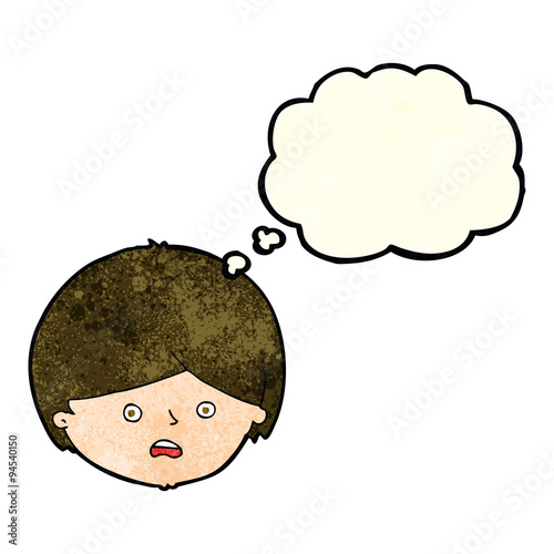 cartoon unhappy boy  with thought bubble