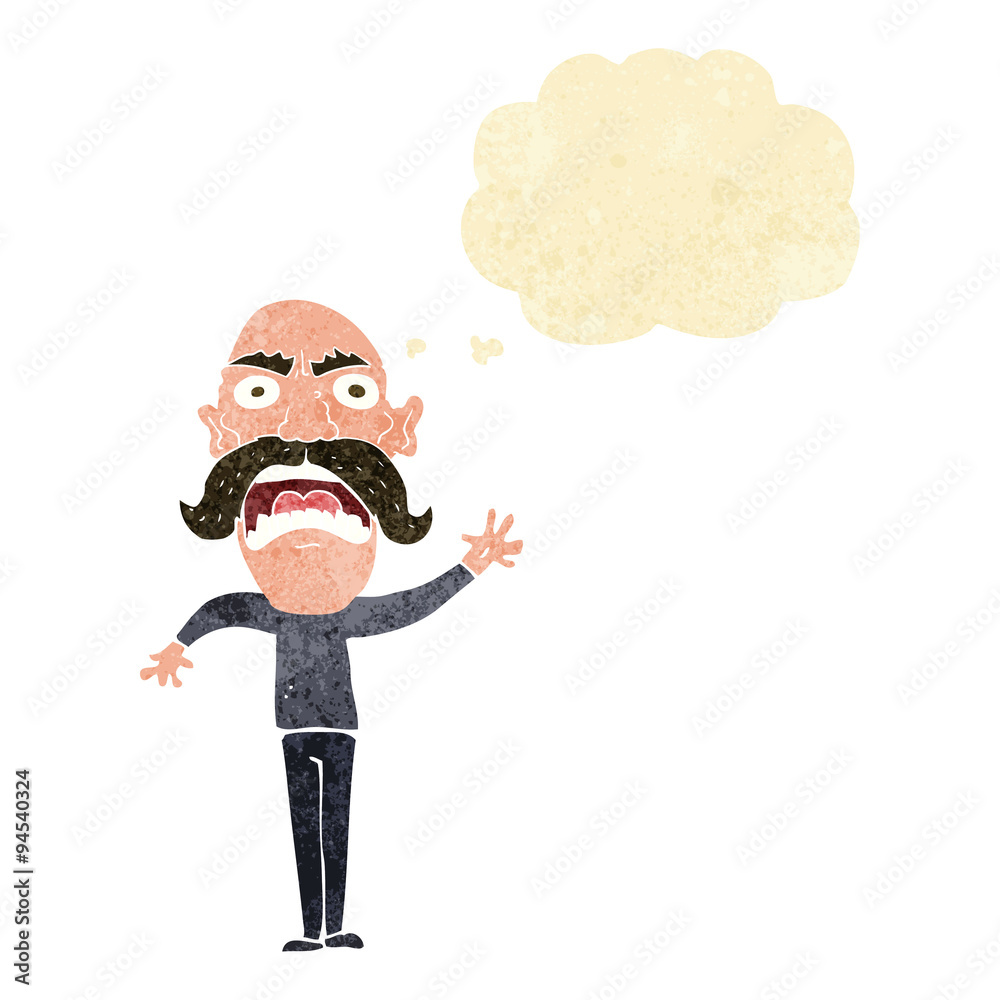 Fototapeta premium cartoon angry old man with thought bubble